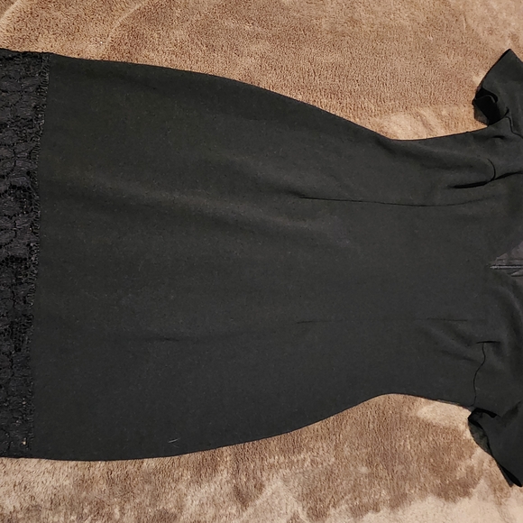 SHEIN Black Midi Dress with Lace Bottom Hem - Picture 1 of 6